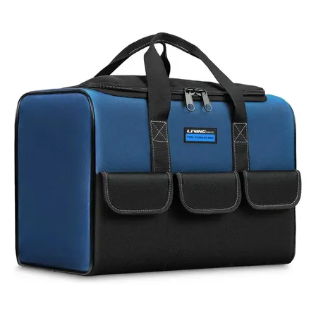 Maleta Bolsa Organizador De Ferramentas Lona Eletricista Grande Capacidade Abertura Larga Oxford 1680d Azul-marinho