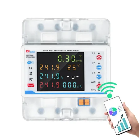 Relogio Medidor De Consumo De Energia Eletrica Wifi 127v/220v Trifásico De 4 Pólos Digital Interno Padrao Tuya Kwh 127/220v