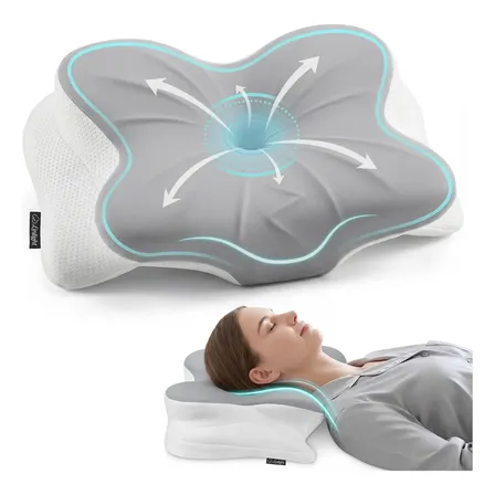 Travesseiro Cervical Ortopédico Nasa Coluna Anti-ronco Espuma Viscoelástica D50 Cinza