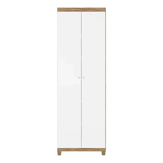 Armário Multiuso Bartira Gigante Com 2 Portas E 5 Prateleira Branco Com Marrom