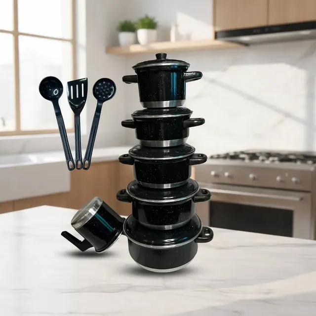 Jogo De Panelas Com 6 Peças + Cor Preto Pigmentado