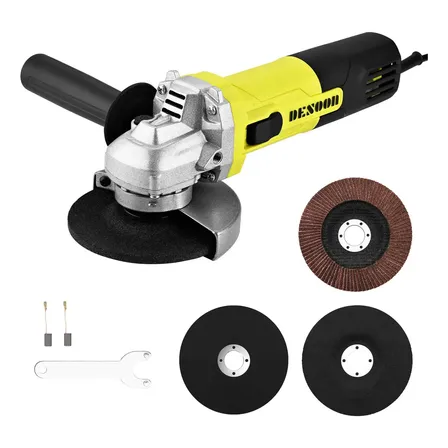 Esmerilhadeira Angular Profissional 1100w Reais Motor De Cobre 115mm Com Protetor Punho Auxiliar E Trava De Eixo Kit Completo 220v Desoon Verde-claro