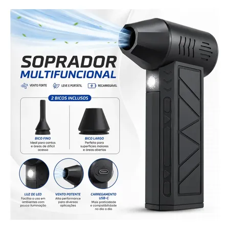Mini Soprador De Ar Turbo Sem Fio Recarregável USB Com LED Portátil Compacto Potente Ventilação Multiuso Para Limpeza De Notebook Computador Teclado Carro Eletrônicos Poeira - Shokki