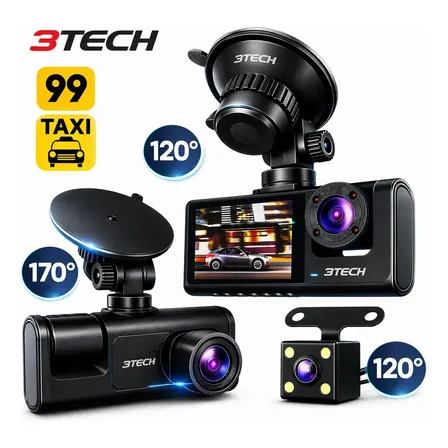 3 Câmera Automotiva Veicular Carro Hd Noturna 1080p Grava Preciso E Facil Instalacao 3tech