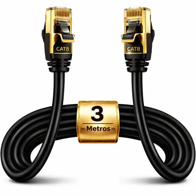 Cabo De Rede Cat8 3 Metros 3m Lan Internet Crimpado Rj45 Azul Boyu Cell