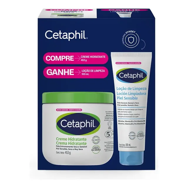 Kit Loção De Limpeza 100ml E Creme Hidratante 453g Pele Seca E Sensível Cetaphil Sem Fragrância