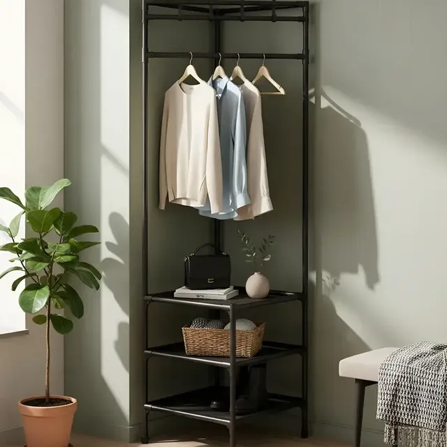 Arara Cabideiro Organizadora De Roupas Com 3 Andares Sapateira Closet Armário De Canto Com Ganchos Vertical