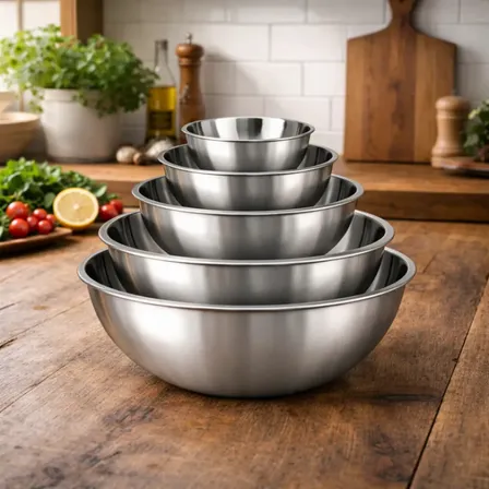 5 Tigelas Bowl Inox Com Medidor Multiuso Cozinha Misture, Meça E Prepare Receitas Com Precisão Profissional Prateado