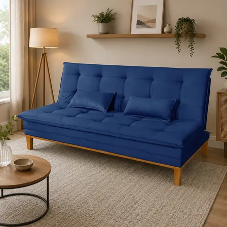 Sofá Cama 184 Azul Confort Divino Retrátil Moderno Reclinável Moderno Confortável Direto De Fabrica