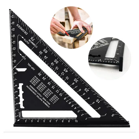 Esquadro Alumínio Triangular 7 Pol Marcenaria Carpintaria Preto