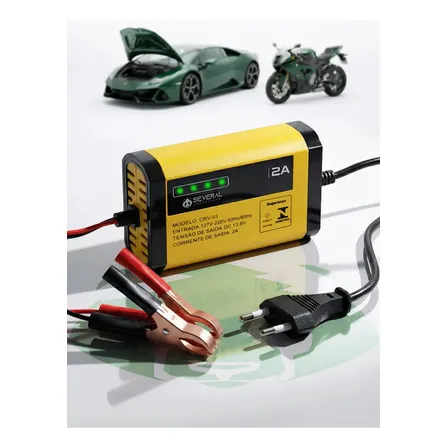 Carregador Bateria Automotivo 12v Até 300 Amperes, Carga Lenta 2a, Inteligente, Portátil, Carro, Moto, Caminhão, Jet Sky, Empilhadeira, Bivolt 110/220v Several Importados