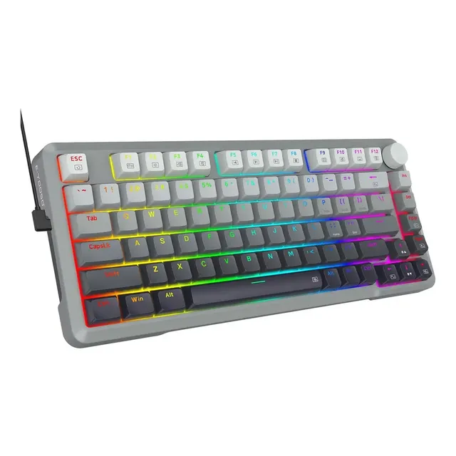 Teclado Gamer Switch Magnético 8000hz Rgb Anti-ghosting Total Keycaps Pbt Gradiente Trigger Ajustável 01mm Cinza Inglês Us