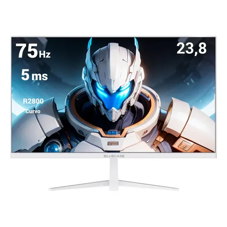 Monitor Gamer Bluecase R2800 Curvo de 23.8" Full HD 75Hz Branco