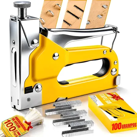 Grampeador Tapeceiro Profissional Manual Alta Pressão Aço 3 Em 1 Grampos Pressão Ferramenta Marcenaria Tapeçaria Madeira Tecido Papelão Estofados Kit Grampeador Profissional Com Abraçadeira E Grampos