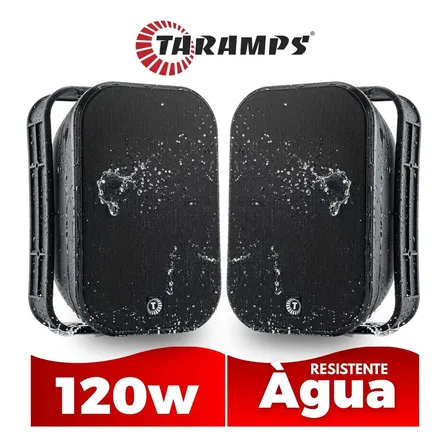 2 Caixa Som 120w Rms Resistente Agua Taramps Area Externa Interna Par Outdoor Acustica Ambiente Profissional Bar Restaurante Comercio Gourmet Residencia Compativel Home Theatear Receiver Amplificador