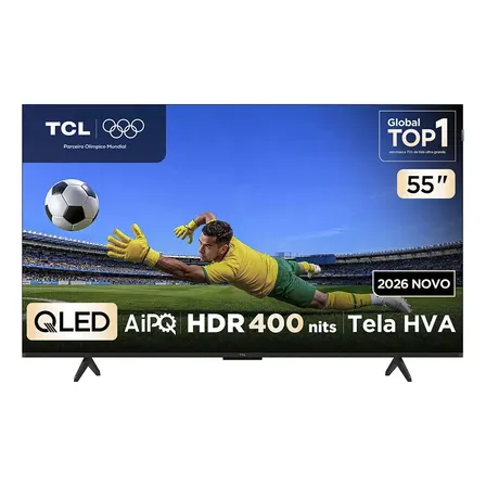 Smart TV TCL 55 Polegadas QLED 4K P7L WiFi Bluetooth Google TV HDR10+ 120 Hz VRR AIPQ 55P7L