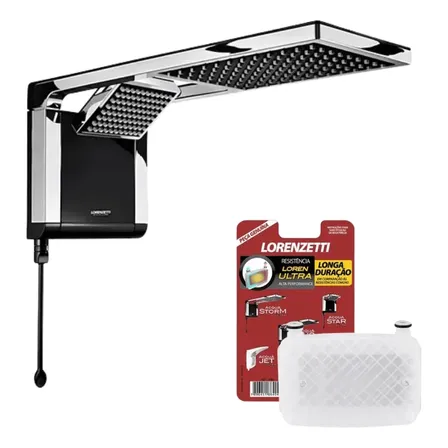 Chuveiro Elétrico Lorenzetti Acqua Ultra Duo + Resistencia 7800w Preto 220v 7.8 Kw