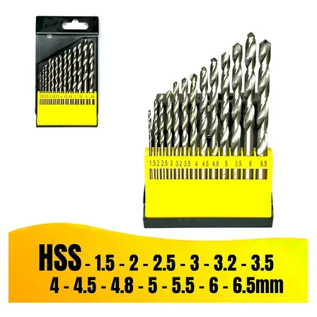Kit Jogo Brocas HSS Broca Ferro Profissional De Furar Aco Duro 13 Unidades Gurumania
