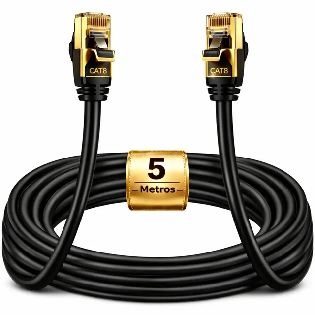 Cabo De Rede Cat8 5 Metros 5m Lan Internet Crimpado Rj45 Preto Boyu Cell