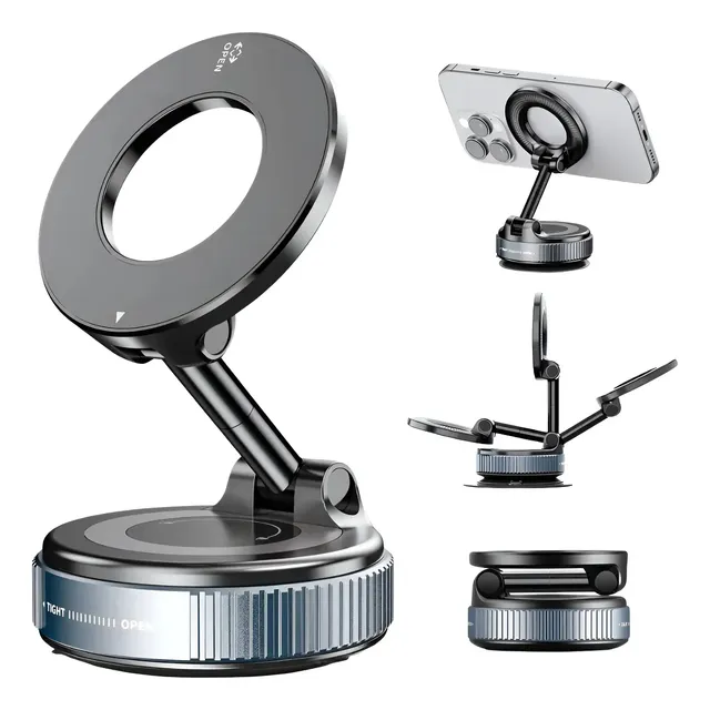 Suporte Para Celular Magnético Com Ventosa A Vácuo 360° Ajustável Universal Rotação Completa Fixação Forte Para Carro Mesa Espelho Academia Compatível Com iPhone Android MagSafe