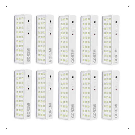 10 Luminária Emergência Lâmpada 30 Leds Recarregável Bivolt Branco Frio