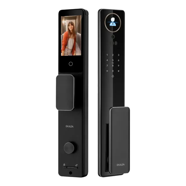 Fechadura Digital Inteligente Metálica Wifi Ekaza Vega Com Reconhecimento Facial Senha Cartão App E Chave Preto