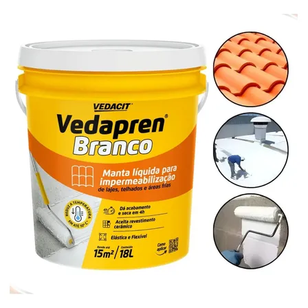 Vedapren Branco Manta Liquida Vedacit - Balde 18kg Branco Fosco