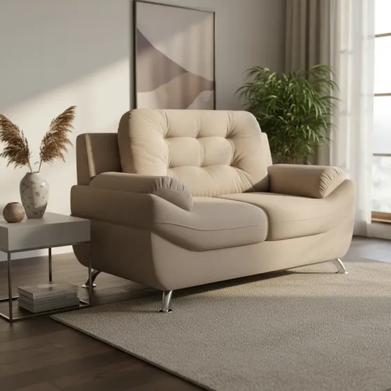 Sofá 3 E 2 Lugares Mercury Em Tecido Suede Linoforte Areia