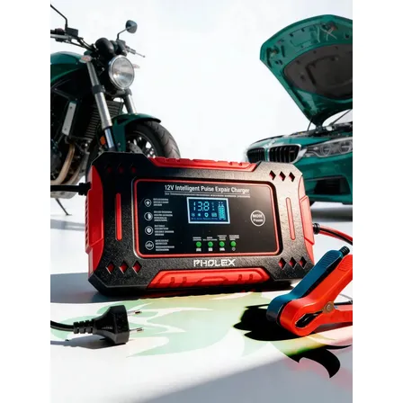 Carregador Inteligente Bateria 12v 6a Portátil Rápido Automotiva Carro Moto Empilhadeira Caminhão Jet Sky Pholex