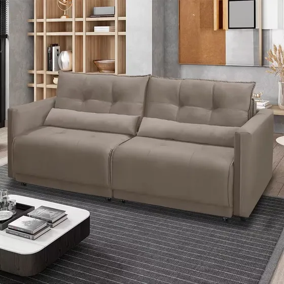 Sofá-cama Rbf Móveis Ibiza 3 Lugares 212cm Reclinável Cinza