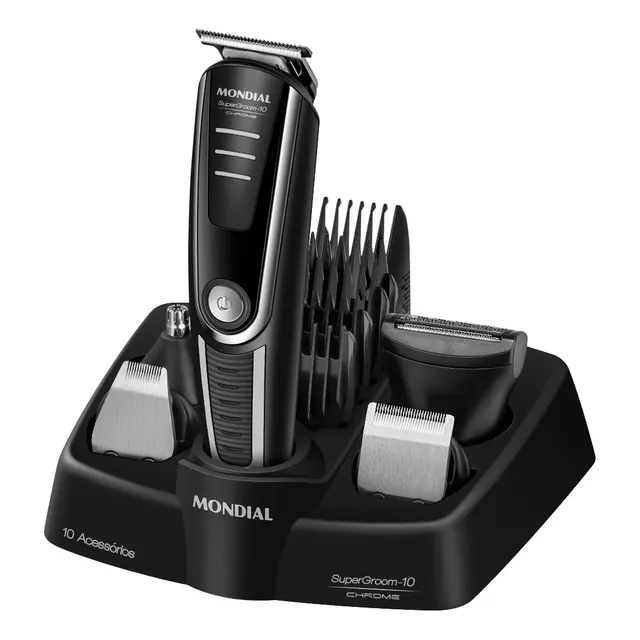 Aparador De Pelos Supergroom-10 Mondial Bivolt Bg-10 Preto 127/220v