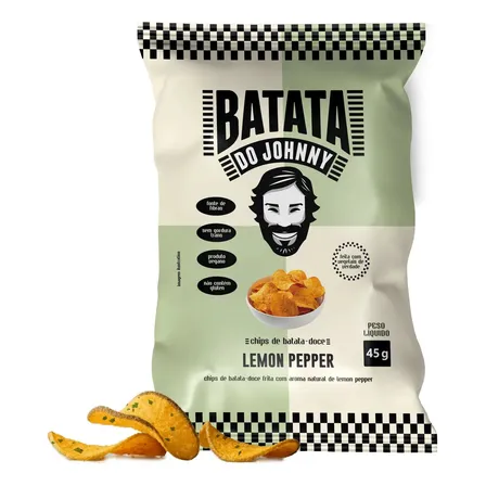 Chips De Batata Doce Pipoca Do Johnny Lemon Pepper 45g