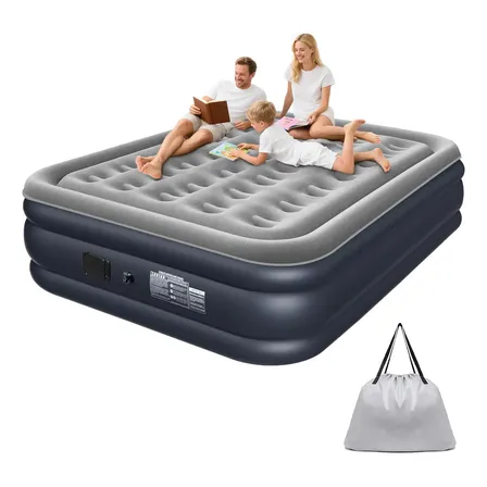 Colchão Inflável Queen 203x152cm Bivolt Bomba Elétrica Azul-escuro