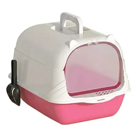 Caixa De Areia Para Gatos Sanitbox Banheiro Completo Com Pá Rosa