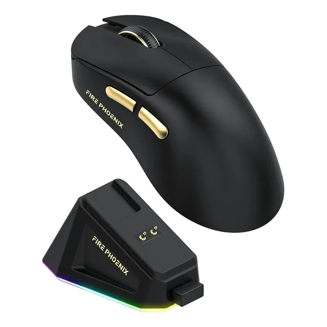 Mouse Gamer Sem Fio Fire Phoenix 24000dpi Paw3311 Bk-r3x Pro Cor Preto