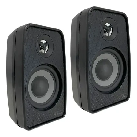 Par Caixa De Som Ambiente LeSon 70W RMS 8 Ohms C/ Suporte Parede Teto Comercial Residencial Escritório Loja Alto Falante 4 Pol