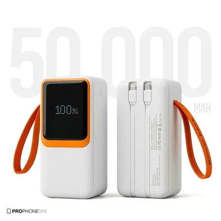 Carregador Portátil Power Bank 50000 Mah 60w Turbo Compatível Com iPhone Apple Android Asus LG Ios Samsung Xiaomi... Branco