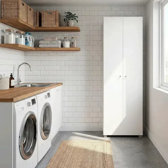 Armário para lavanderia Bartira New Clean de 167cm x 53.3cm x 30.5cm branco