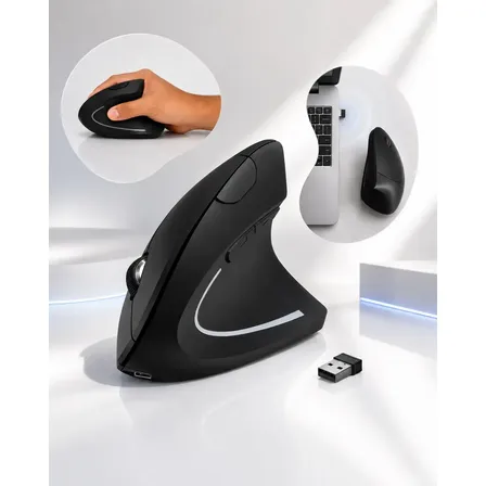 Mouse Vertical Ergonômico Recarregável Sem Fio Bluetooth Led Usb 2.4g 1600 Dpi Silencioso Portátil