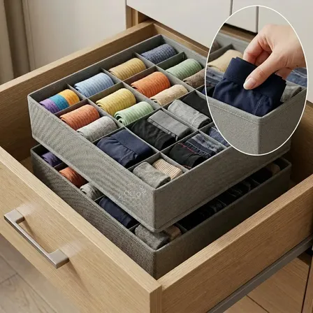 Kit 2 Organizador Colmeia De Roupas Gaveta Guarda Roupa 24 Divisórias Ciclo Alternativa Cor Cinza
