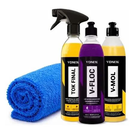 Kit Automotivo Vonixx Limpeza V-mol V-floc Toalha Tk Final