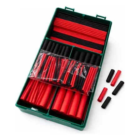 Espaguete Termo Retrátil Preto E Vermelho 330und C/ Estojo Vermelho/ Preto