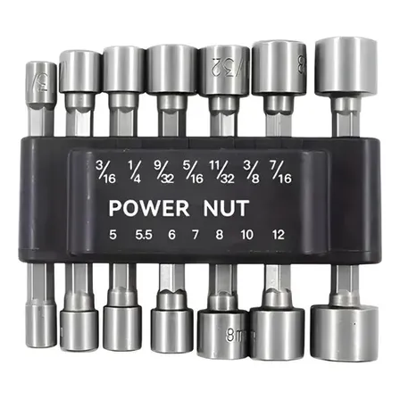 Kit 14 Soquete Canhão Sextavado Chave Bits P/ Parafusadeira Prateado