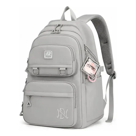 Mochila Feminina Vanova Notebook 15.6 Impermeável Antifurto Reforçada Escolar Faculdade Viagem Casual Grande Nylon Cinza Liso