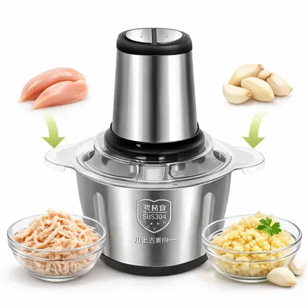 Multiprocessador Elétrico De Alimentos Em Inox 2l Triturador De Alho Tempero Processador De Carne E Legumes Multifuncional Portátil 110v Aço Inox 110v 127v