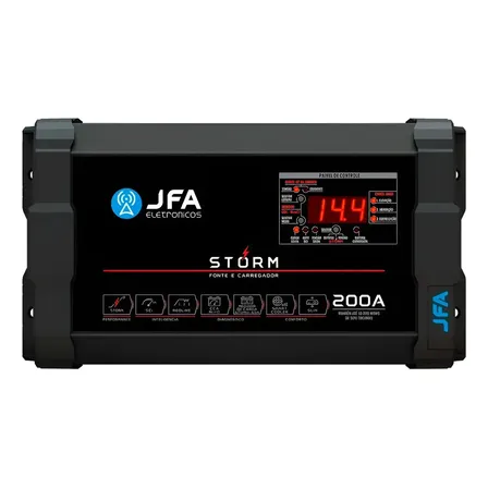Fonte Jfa Carregador De Bateria 200a Storm Plus Preto