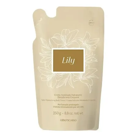 Refil Creme Acetinado Hidratante Corporal Para Pele Lily 250g Lily Tradicional