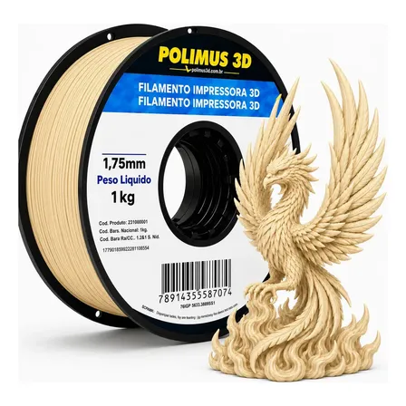 Filamento De Impressora 3d Petg 1.75mm 1kg Cor Skin Bege Brilho Premium Polimus 3d