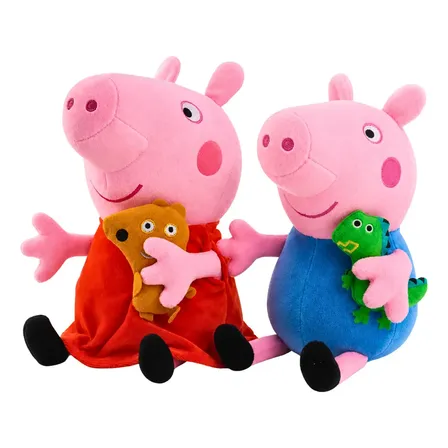 Kit 2 Pelúcias Peppa Pig E George Brinquedo Infantil Super Macio Personagem Antialérgico Presente Crianças