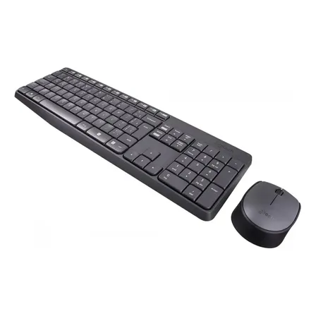 Teclado E Mouse Logitech Mk235 Sem Fio Abnt2 Cinza Cinza